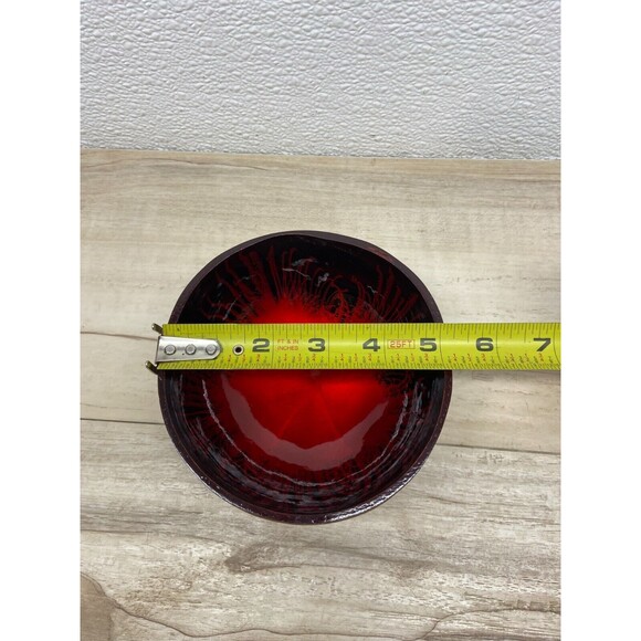 Coconut Shell Bowl Red Splash Handmade And Painted - Picture 3 of 4